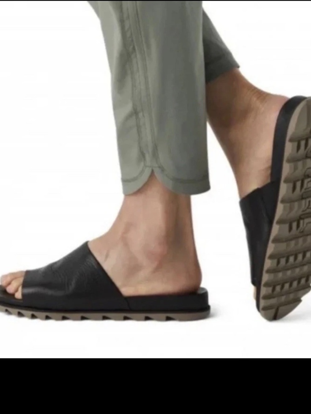 Sorel EUC!! Roaming Decon Black Pebble Leather Slide Sandals Women's US Size 7